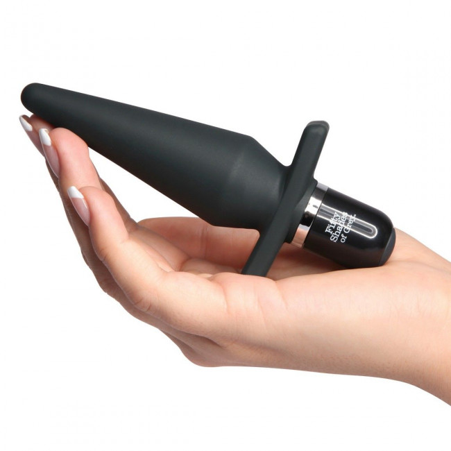 Черная анальная пробка с вибрацией Delicious Fullness Vibrating Butt Plug - 14 см., Fifty Shades of Grey Черная анальная пробка с вибрацией Delicious Fullness Vibrating Butt Plug - 14 см., Fifty Shades of Grey