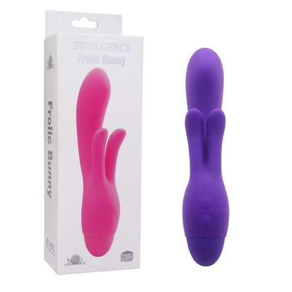 Фиолетовый вибратор INDULGENCE Frolic Bunny - 18,5 см. Фиолетовый вибратор INDULGENCE Frolic Bunny - 18,5 см.