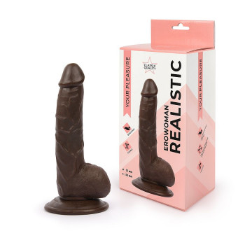 Реалистичный фаллоимитатор коричневого цвета Erowoman, Bior toys