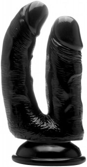 Чёрный анально-вагинальный фаллоимитатор Realistic Double Cock 6,5 Inch - 16,5 см., Shots Media BV
