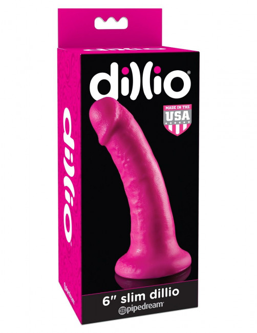Ярко-розовый фаллоимитатор 6" Slim Dillio - 17 см., Pipedream