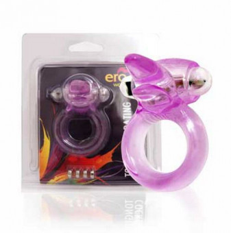 Сиреневое эрекционное виброкольцо Tongue Vibrating Cockring, Bior toys