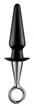 Чёрный анальный плаг ANAL PLUG WITH PLATED HANDLE, Dream Toys