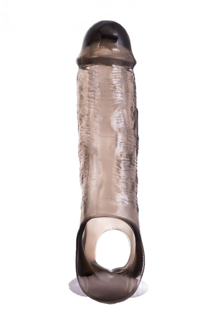 Закрытая дымчатая насадка Toyfa XLover с подхватом - 15,5 см., ToyFa Закрытая дымчатая насадка Toyfa XLover с подхватом - 15,5 см., ToyFa