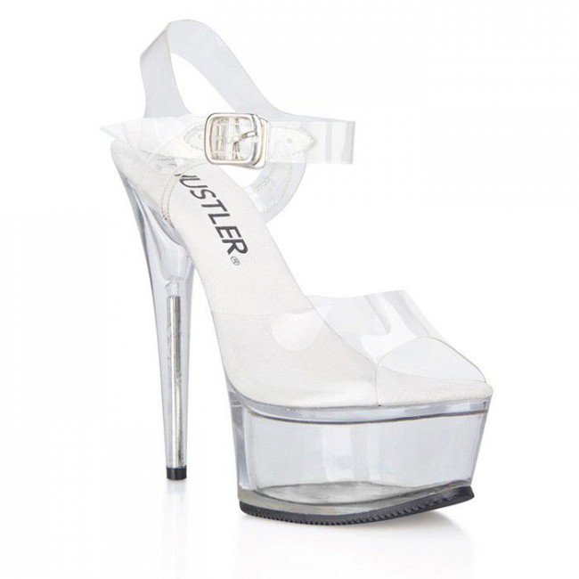 Прозрачные босоножки на платформе Clear, Hustler Shoes