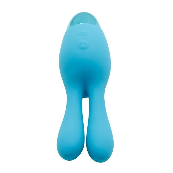 Голубой вибратор INDULGENCE Rechargeable Dream Bunny - 15 см.