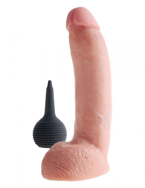 Телесный фаллоимитатор с эффектом семяизвержения Squirting Cock with Balls - 22,9 см., Pipedream