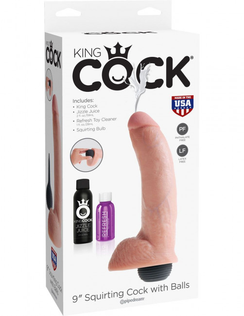 Телесный фаллоимитатор с эффектом семяизвержения Squirting Cock with Balls - 22,9 см., Pipedream