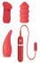 Маленькая вибропуля с 3 красными насадками NEON SECRET DESIRES 10FUNC. VIBRATOR KIT, Dream Toys