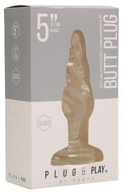 Прозрачная стеклянная витая анальная пробка Rounded 5 Inch - 12,7 см.