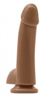 Кофейный гладкий фаллоимитатор на присоске с мошонкой Smooth 5 Inch Dildo - 17 см., NS Novelties