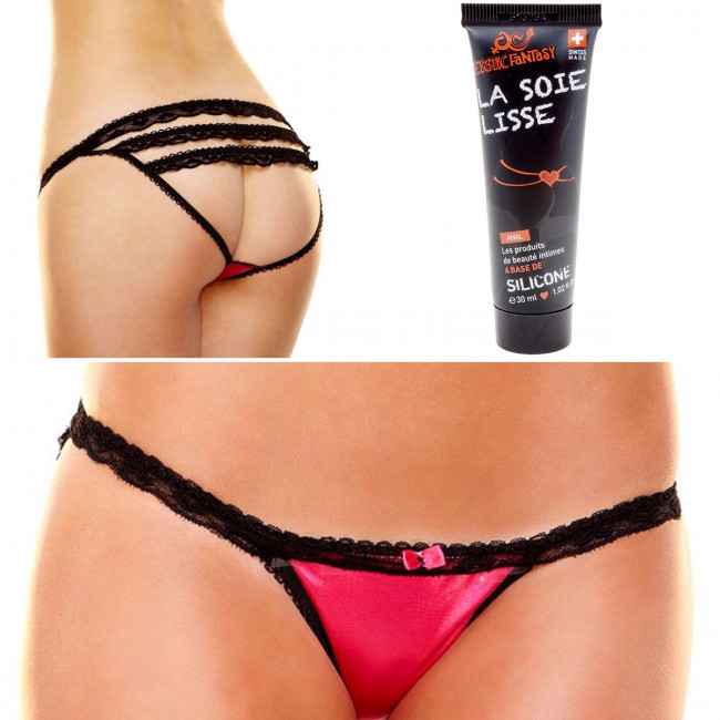 Smart Set №5: трусики с открытой попкой и силиконовый анальный лубрикант, Hustler Lingerie Smart Set №5: трусики с открытой попкой и силиконовый анальный лубрикант, Hustler Lingerie