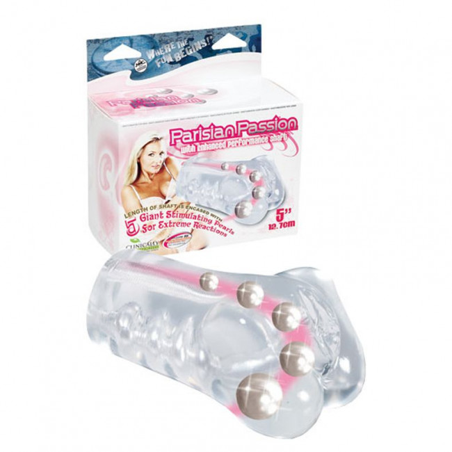 Прозрачный мастурбатор-вагина со стимулирующими бусинами PARISIAN PASSION WITH 5 PEARLS, NMC