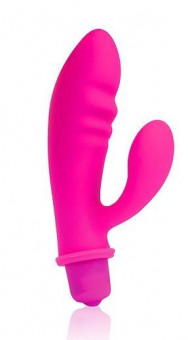 Розовый вибромассажер Cosmo с отростком - 8,5 см., Bior toys