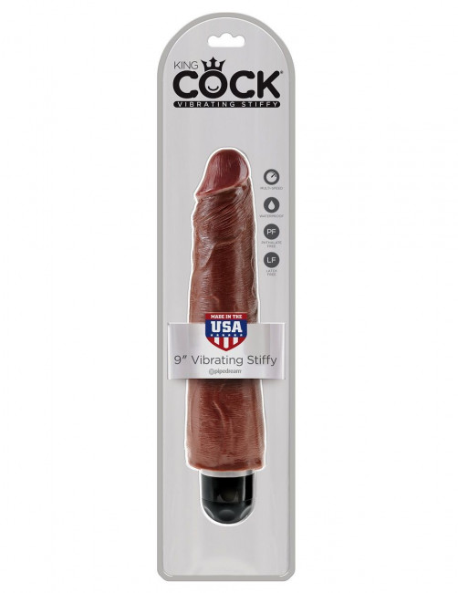 Коричневый вибратор-реалистик 9" Vibrating Stiffy - 27,9 см., Pipedream