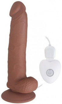 Коричневый вибратор SEDUCER 20 Function Perfect Peter - 20,5 см.