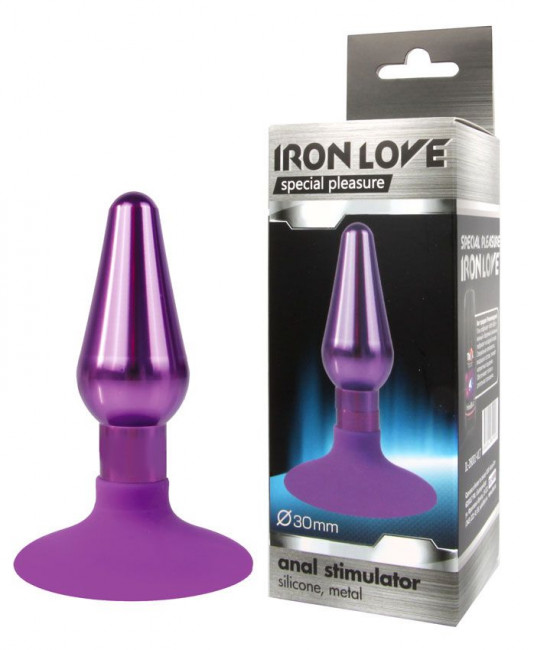 Фиолетовая конусовидная анальная пробка - 9 см., Bior toys