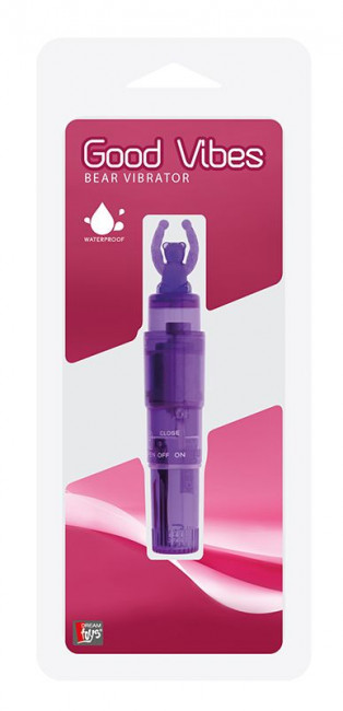 Фиолетовый клиторальный стимулятор-ракета с мишкой GOOD VIBES BEAR VIBRATOR, Dream Toys