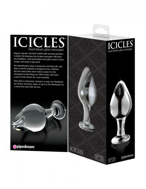 Стеклянный анальный стимулятор ICICLES №25 - 9,5 см., Pipedream