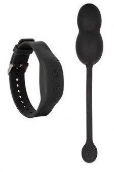 Черные вагинальные виброшарики с браслетом-пультом Wristband Remote Ultra-Soft Kegel System, California Exotic Novelties