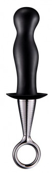 Чёрный анальный плаг PLUG WITH PLATED HANDLE, Dream Toys