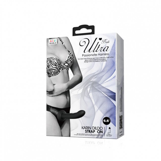 Страпон на эластичных ремнях Ultra Harness Karin Dildo - 16,8 см., Baile