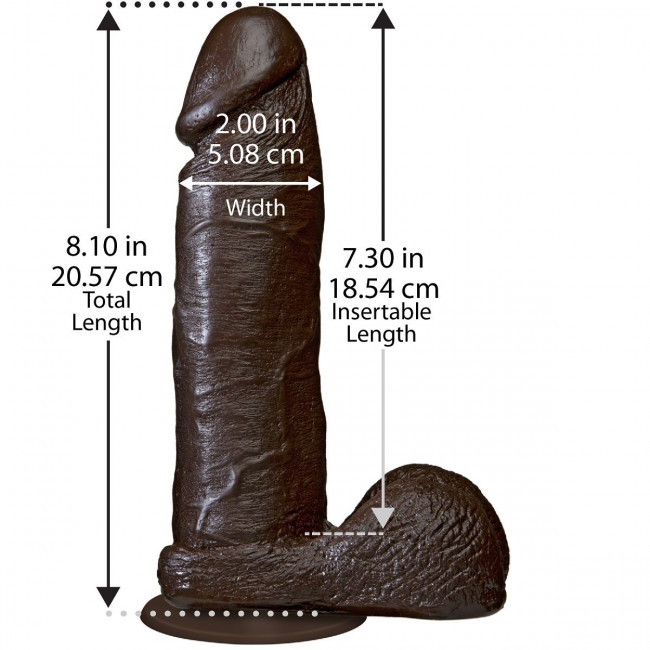 Коричневый фаллоимитатор The Realistic Cock 8” with Removable Vac-U-Lock Suction Cup - 20,57 см., Doc Johnson