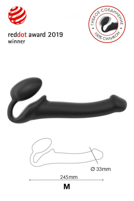 Черный безремневой страпон Silicone Bendable Strap-On M Черный безремневой страпон Silicone Bendable Strap-On M