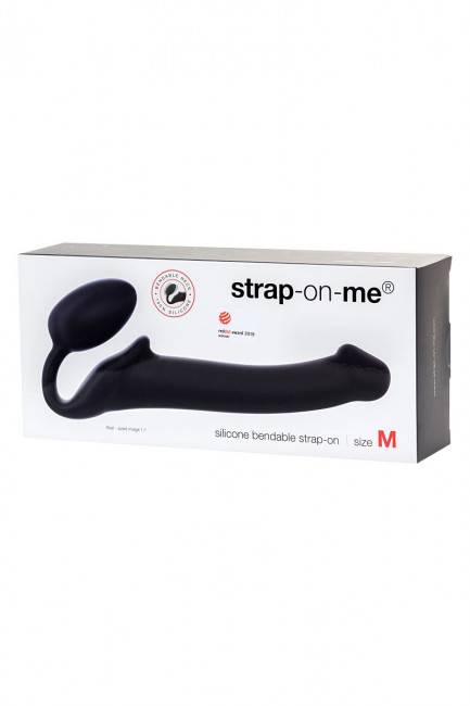 Черный безремневой страпон Silicone Bendable Strap-On M Черный безремневой страпон Silicone Bendable Strap-On M