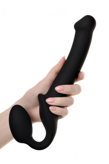 Черный безремневой страпон Silicone Bendable Strap-On M Черный безремневой страпон Silicone Bendable Strap-On M