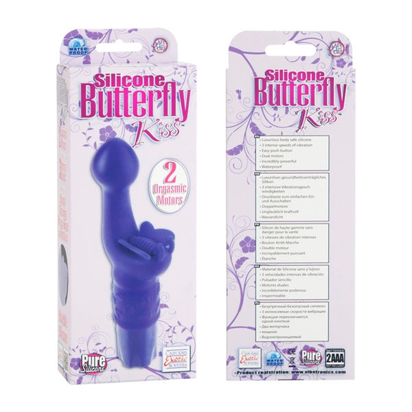 Синий вибрамассажер клиторно-вагинальный Butterfly Kiss, California Exotic Novelties