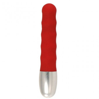 Стильный красный мини-вибратор Discretion Vibe Ribbed - 11 см. , Seven Creations