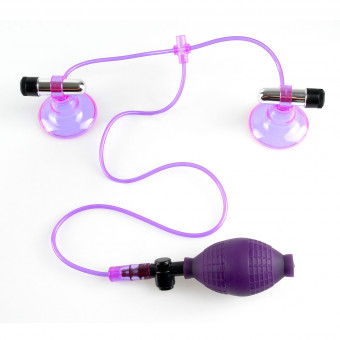 Лиловые вибростимуляторы для сосков с вакуумными присосками Vibrating Nipple Super Suck-hers, Pipedream