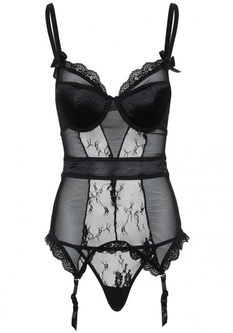 Прозрачный корсаж UNDERWIRE CAMI GARTER & THONG, Leg Avenue Прозрачный корсаж UNDERWIRE CAMI GARTER & THONG, Leg Avenue