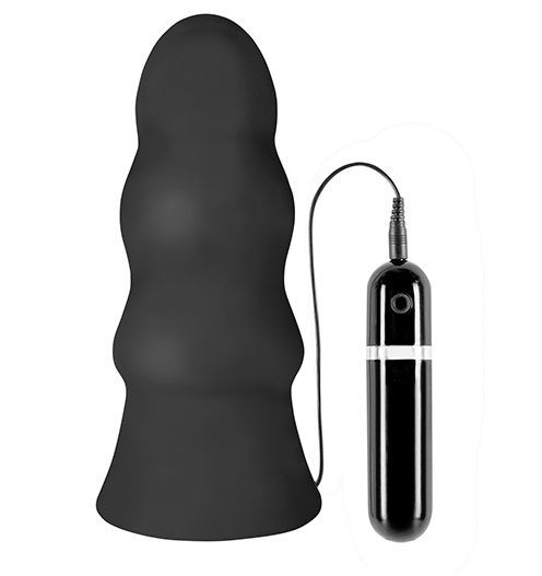 Чёрная виброёлочка MENZSTUFF VIBRATING BUTTCRASHER WAVED - 20 см., Dream Toys