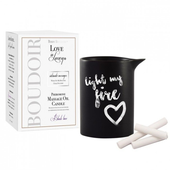Массажная свеча с феромонами Love In Luxury Seduced Pheromone Soy Massage Candle Black Lace - 154 мл., Love in Luxury Массажная свеча с феромонами Love In Luxury Seduced Pheromone Soy Massage Candle Black Lace - 154 мл., Love in Luxury