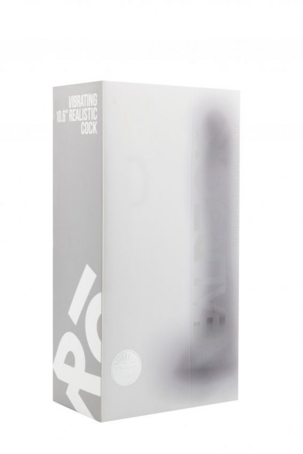 Прозрачный вибратор-реалистик Vibrating Realistic Cock 10" With Scrotum - 27 см., Shots Media BV