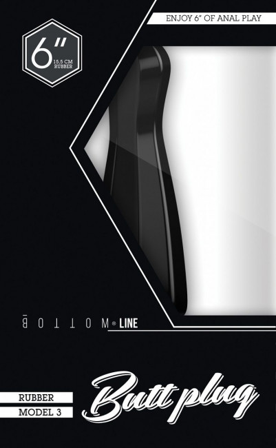 Чёрный анальный стимулятор Bottom Line 6" Model 3 Rubber Black - 15,5 см., Shots Media BV