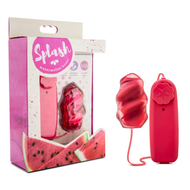 Красное виброяйцо со спиралевидным рельефом Splash Watermelon Burst, Blush Novelties