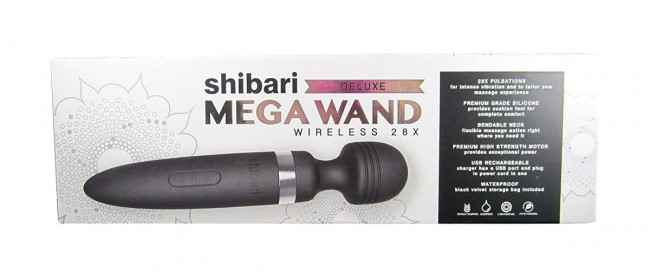 Чёрный жезловый массажер Deluxe Mega Wand Wireless 28x, Shibari