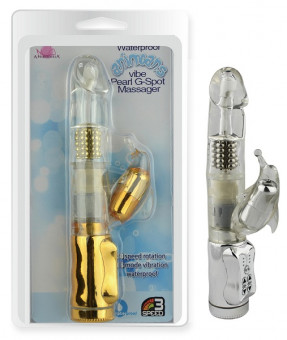 Серебристый вибратор-ротатор с отростком Dolphin Vibe Silver, Howells