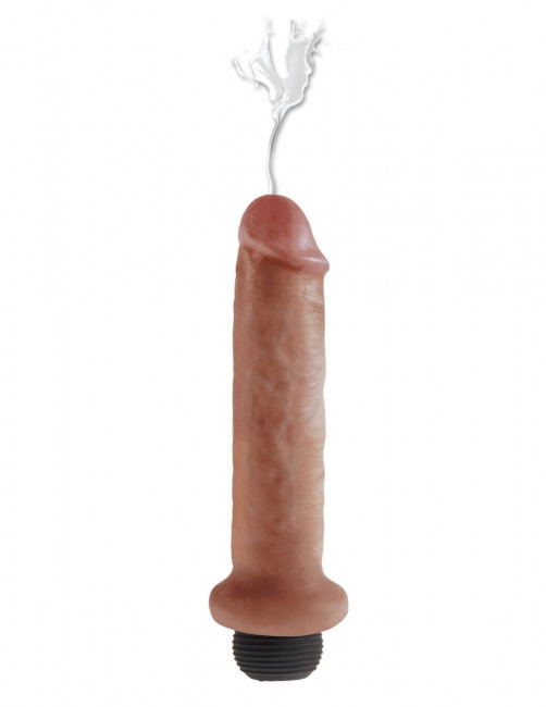 Кофейный фаллоимитатор с имитацией семяизвержения 7" Squirting Cock - 21,6 см., Pipedream