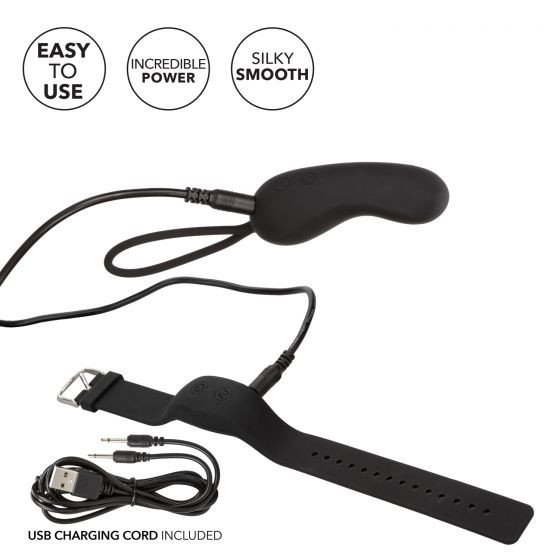 Черное виброяйцо с браслетом-пультом Wristband Remote Curve, California Exotic Novelties