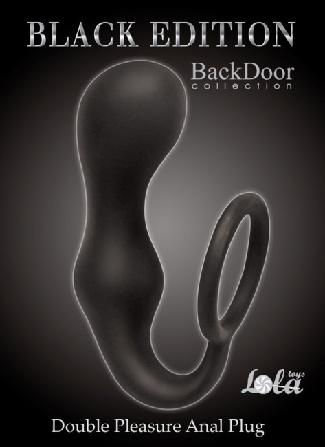Чёрное эрекционное кольцо с анальной пробкой Double Pleasure Anal Plug, Lola toys