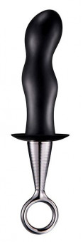 Чёрный изогнутый анальный плаг ANAL PLUG WITH PLATED HANDLE, Dream Toys