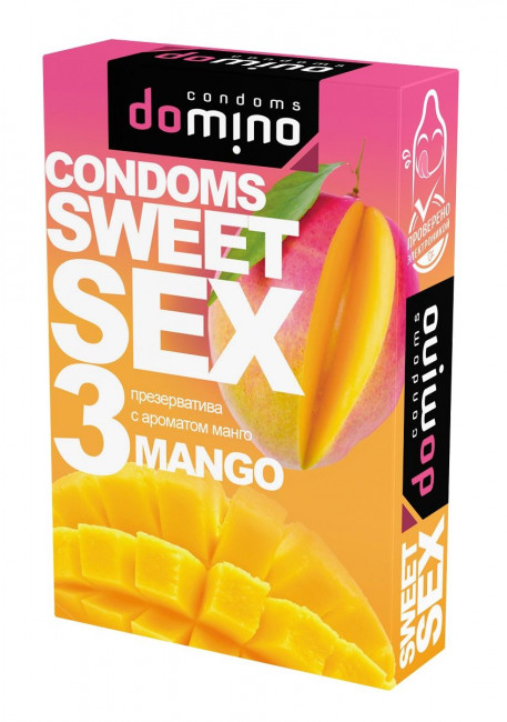 Презервативы для орального секса DOMINO Sweet Sex с ароматом манго - 3 шт., Domino