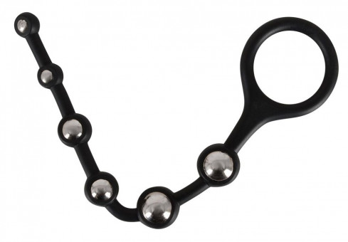 Анальная цепочка с ручкой-кольцом Bendable Silicone Beads - 25 см., Orion