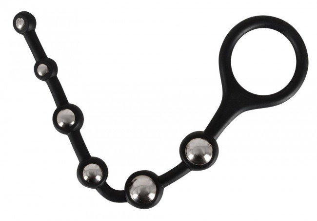 Анальная цепочка с ручкой-кольцом Bendable Silicone Beads - 25 см., Orion Анальная цепочка с ручкой-кольцом Bendable Silicone Beads - 25 см., Orion