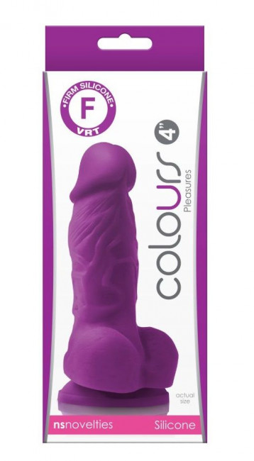 Фиолетовый фаллоимитатор на присоске Pleasures 4" - 14,2 см.