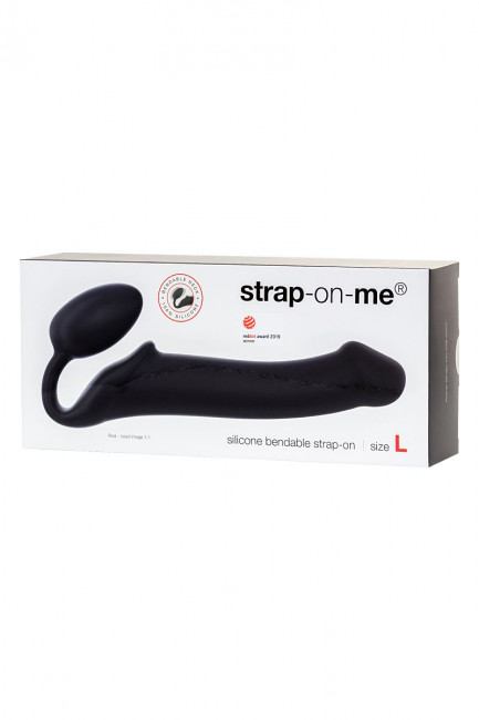 Черный безремневой страпон Silicone Bendable Strap-On L Черный безремневой страпон Silicone Bendable Strap-On L